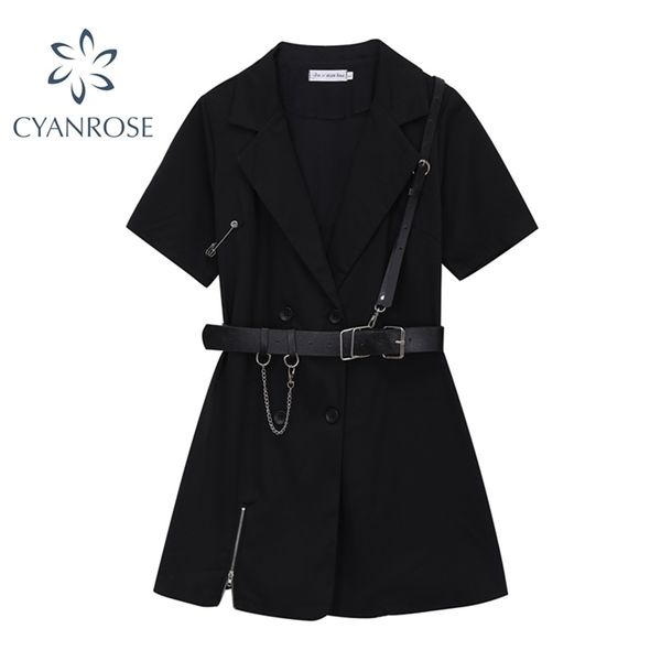 gothic punk black blazer dress short sleeve summer high waist with belt streetwear fashion harajuku goth girl 210515, Black;gray
gothic punk black blazer dress short sleeve summer high waist with belt streetwear fashion harajuku goth girl 210515, Black;gray