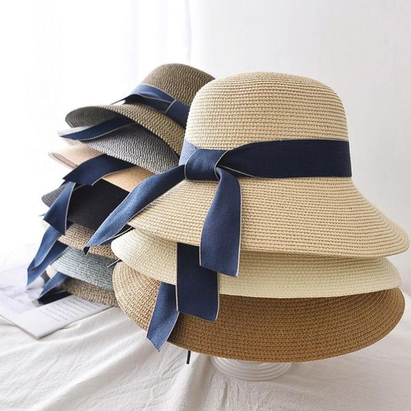 wide brim hats foldable floppy straw hat women summer beach simple uv protect girls female lady travel sun cap with streamer, Blue;gray
wide brim hats foldable floppy straw hat women summer beach simple uv protect girls female lady travel sun cap with streamer, Blue;gray