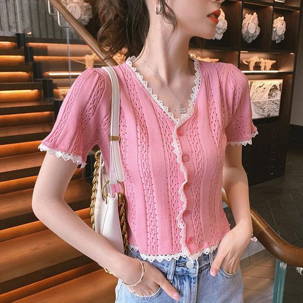 women patched lace v neck sweaters knitted short sleeve thin cardigans lady single breasted hollow out sweater crop female, White;black
women patched lace v neck sweaters knitted short sleeve thin cardigans lady single breasted hollow out sweater crop female, White;black
