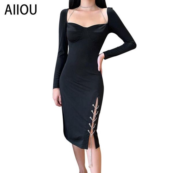 casual dresses aiiou 2021 autumn women black vintage elegant midi dress square collar long sleeve bodycon slit female high waist, Black;gray
casual dresses aiiou 2021 autumn women black vintage elegant midi dress square collar long sleeve bodycon slit female high waist, Black;gray