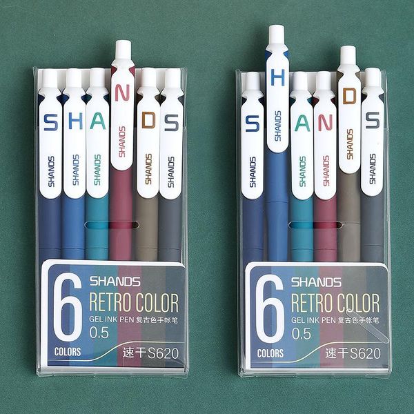 6pcs/pack vintage gel pens set retractable quick drying ink 0.5mm fine point retro colored for jounal planner
6pcs/pack vintage gel pens set retractable quick drying ink 0.5mm fine point retro colored for jounal planner