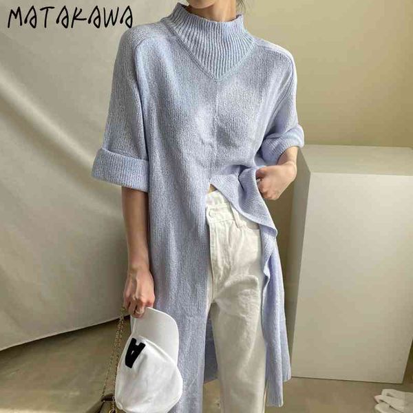 matakawa korean vintage half high neck woman dress pullover loose thin robe slit long knit dress women casual half vestido 210513, Black;gray
matakawa korean vintage half high neck woman dress pullover loose thin robe slit long knit dress women casual half vestido 210513, Black;gray