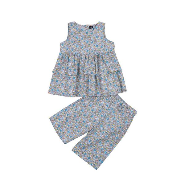 clothing sets 2021 girls' small flower printed 2pcs clothes suit sleeveless back button closure multi-layer hem skirt with cropped pan, White
clothing sets 2021 girls' small flower printed 2pcs clothes suit sleeveless back button closure multi-layer hem skirt with cropped pan, White