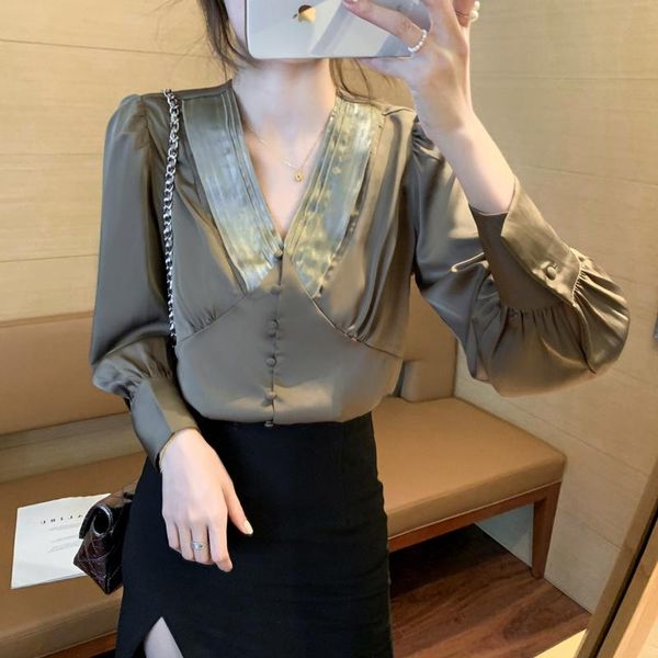 women's blouses & shirts chiffon shirt autumn temperament v-neck elegant camisa feminina blusas mujer de moda 2021 woman cloth, White
women's blouses & shirts chiffon shirt autumn temperament v-neck elegant camisa feminina blusas mujer de moda 2021 woman cloth, White
