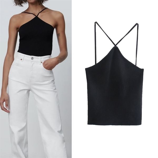 za black cut out knit basic crop women backless summer clothes for woman bustier thin straps tank female 210705, White
za black cut out knit basic crop women backless summer clothes for woman bustier thin straps tank female 210705, White