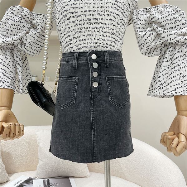 spring summer fashion niche design thin single breasted versatile skirt from line to waist high denim, Black
spring summer fashion niche design thin single breasted versatile skirt from line to waist high denim, Black