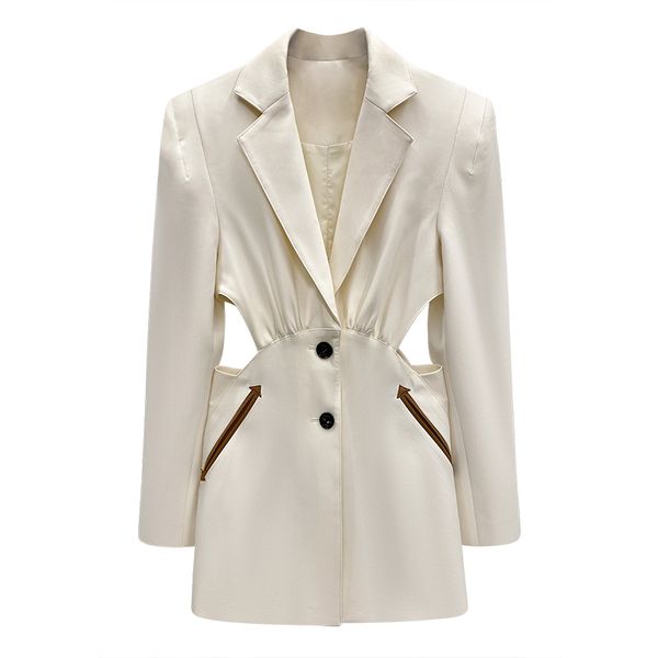 women solid white blazer hollow out high street pocket single-breasted c0332 210514, White;black
women solid white blazer hollow out high street pocket single-breasted c0332 210514, White;black