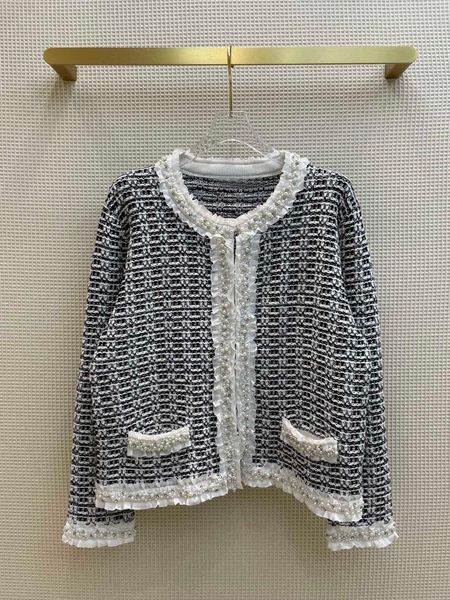 women's knits & tees elegant knitted plaid cardigan sweaters women hand weave pearl edge loose autumn 2021, White
women's knits & tees elegant knitted plaid cardigan sweaters women hand weave pearl edge loose autumn 2021, White