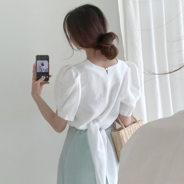 arrivals summer women tunic korean chic o-neck back lace-up puff sleeve temperament shirt short crop verano tvkk, White
arrivals summer women tunic korean chic o-neck back lace-up puff sleeve temperament shirt short crop verano tvkk, White
