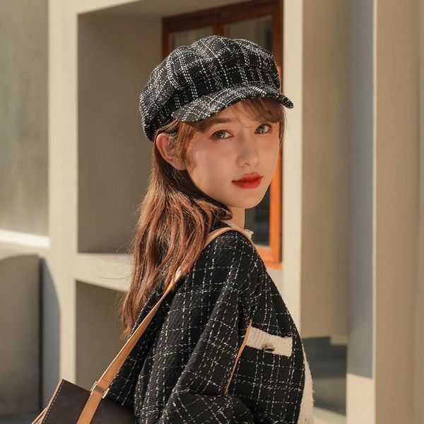 berets autumn and winter women's 2021 plaid navy hat fashion casual british octagonal retro, Blue;gray
berets autumn and winter women's 2021 plaid navy hat fashion casual british octagonal retro, Blue;gray