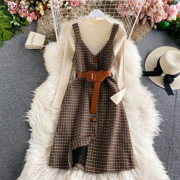 casual dresses luzuzi two piece dress autumn winter sweater wool knee-length for women with belt elegant party vestidos, Black;gray
casual dresses luzuzi two piece dress autumn winter sweater wool knee-length for women with belt elegant party vestidos, Black;gray