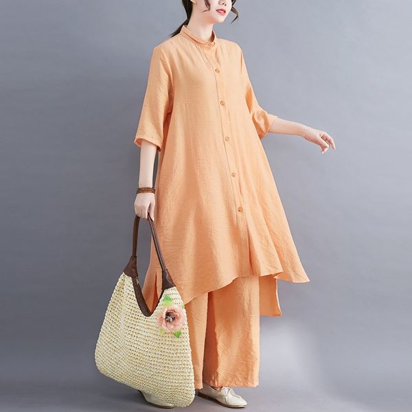 2021 spring summer women sets elegant cotton linen loose long blouse shirts+female wide leg pants trousers two piece sets 11351, Red
2021 spring summer women sets elegant cotton linen loose long blouse shirts+female wide leg pants trousers two piece sets 11351, Red