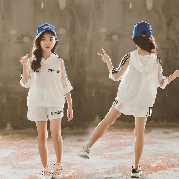 clothing sets girls' net red suit summer short sleeve girl's clothes two piece with foreign style and leisure, White
clothing sets girls' net red suit summer short sleeve girl's clothes two piece with foreign style and leisure, White