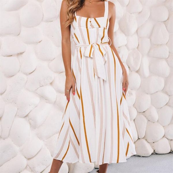 summer women dress casual striped button decoration belt strap vestidos 210430, Black;gray
summer women dress casual striped button decoration belt strap vestidos 210430, Black;gray
