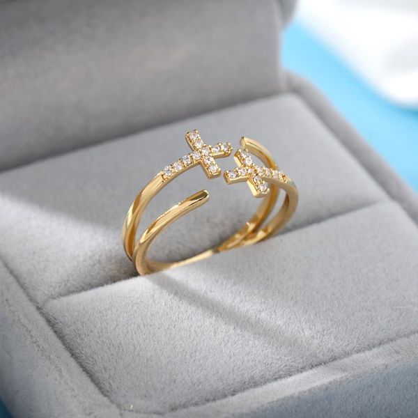 cluster rings cross for women adjustable gothic cubic zirconia ring 2021 trend fashion aesthetic jewelry wedding band gift anillos mujer, Golden;silver
cluster rings cross for women adjustable gothic cubic zirconia ring 2021 trend fashion aesthetic jewelry wedding band gift anillos mujer, Golden;silver