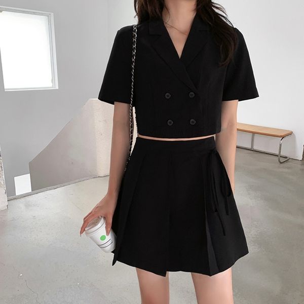shirt suit womens summer small suit shirt short sleeve + lace up high waist pleated skirt suit two piece set 210515, White
shirt suit womens summer small suit shirt short sleeve + lace up high waist pleated skirt suit two piece set 210515, White
