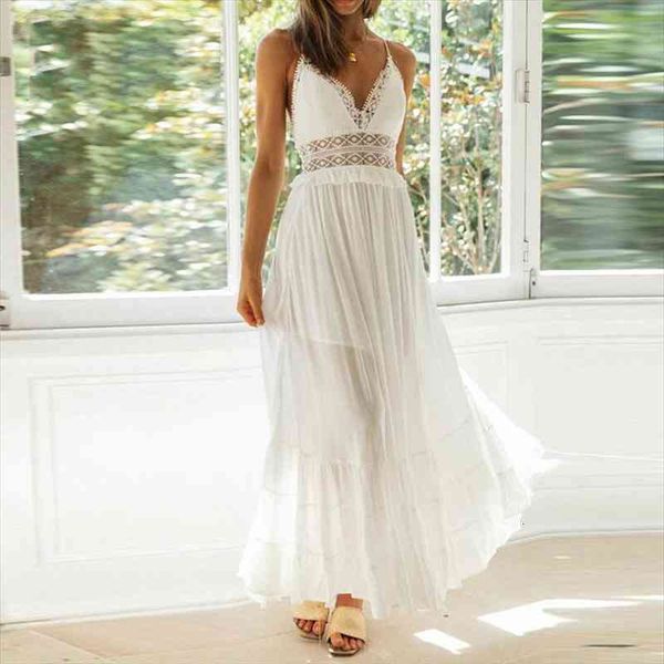 white cotton spaghetti strap maxi dress deep v-neck backless summer women beach dress casual stitching ruffle, Black;gray
white cotton spaghetti strap maxi dress deep v-neck backless summer women beach dress casual stitching ruffle, Black;gray