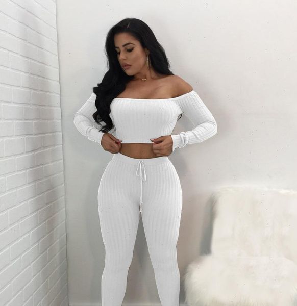 long sleeve crop women tracksuits full pants 2 piece set off shoulder two pieces sets, Gray
long sleeve crop women tracksuits full pants 2 piece set off shoulder two pieces sets, Gray