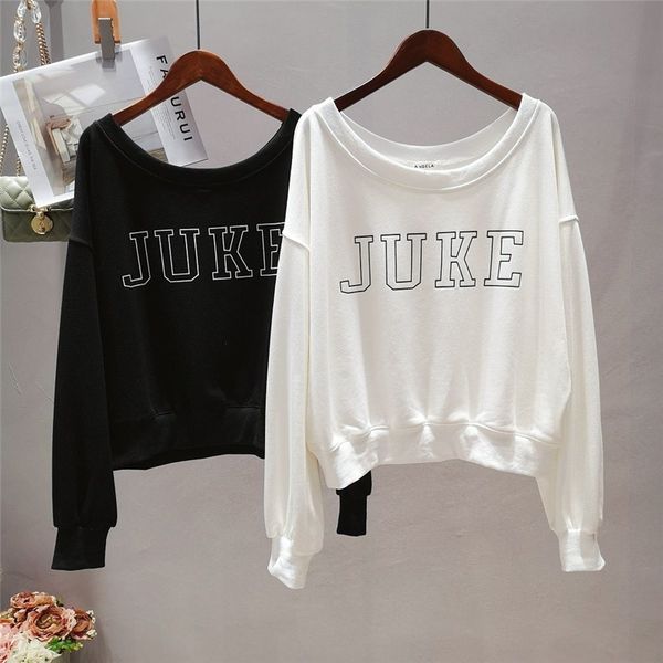 hoodiesfashion one line collar off shoulder letter printed sweater women's 2021 autumn korean loose and slim casual t-shirt, Black
hoodiesfashion one line collar off shoulder letter printed sweater women's 2021 autumn korean loose and slim casual t-shirt, Black