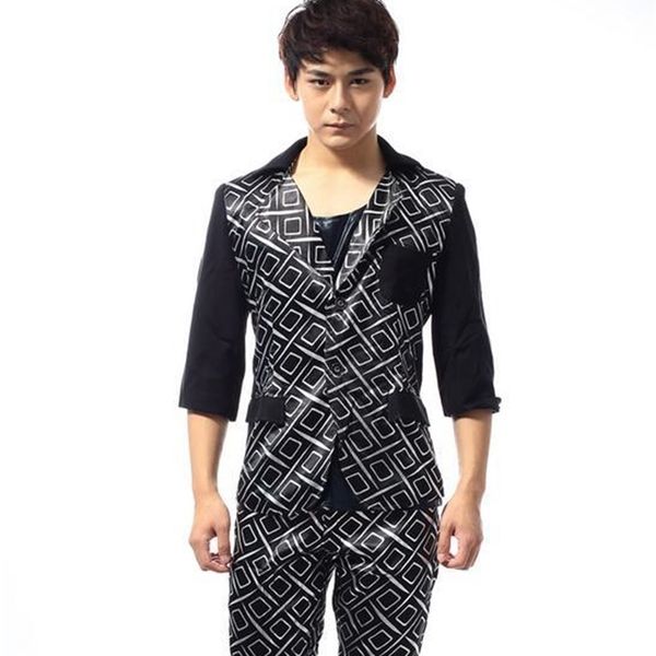 men's suits & blazers black personalized singer stage rock blazer men suit fashion for jacket masculino customizable wea9, White;black
men's suits & blazers black personalized singer stage rock blazer men suit fashion for jacket masculino customizable wea9, White;black