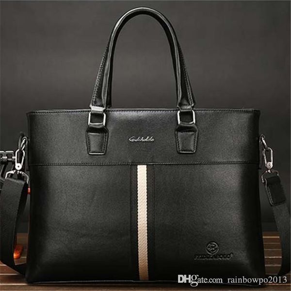 factory wholesale men bag boutique black and brown mens business bags briefcase large capacity leather computer handbag striped leathers sho
