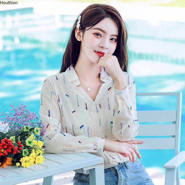 women's blouses & shirts houthion silk fashion printed chiffon shirt korean long sleeve loose casual v-neck blusas print full, White
women's blouses & shirts houthion silk fashion printed chiffon shirt korean long sleeve loose casual v-neck blusas print full, White