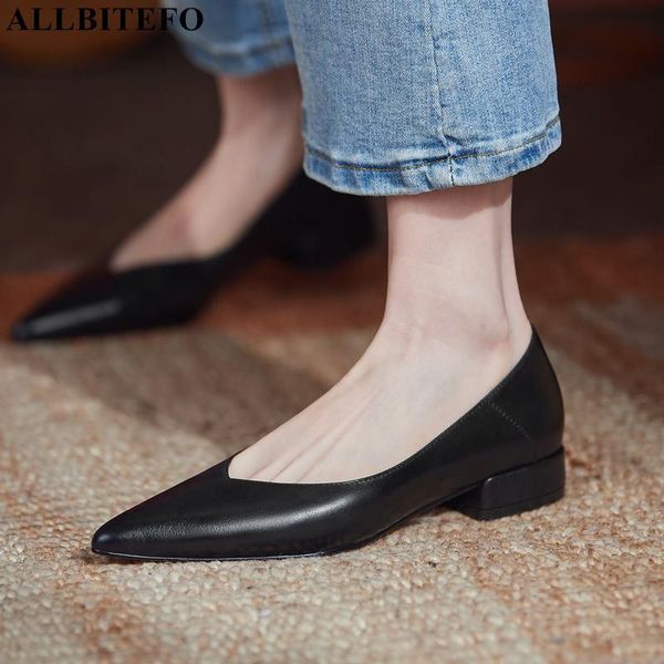 dress shoes allbitefo fashion pointed toe comfortable real genuine leather women heels high street office work low heel, Black
dress shoes allbitefo fashion pointed toe comfortable real genuine leather women heels high street office work low heel, Black