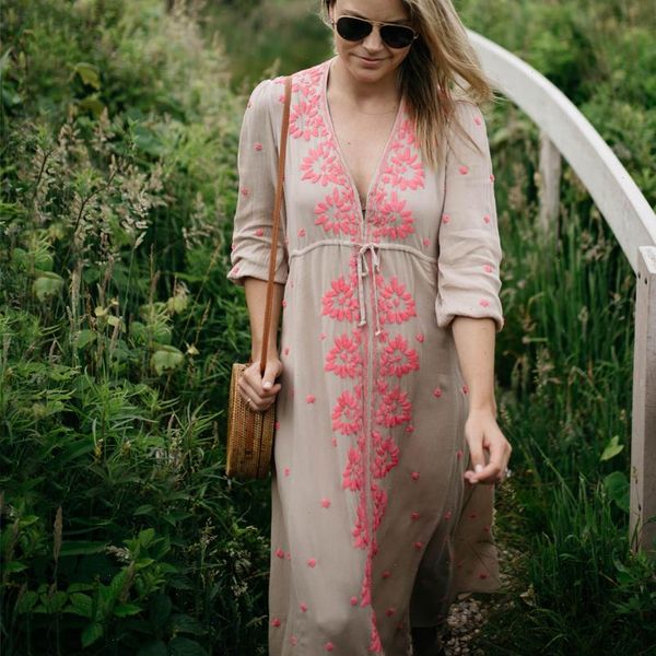 boho long women dresses dress autumn vintage rayon floral embroidery v neck three quarter sleeve casual hippie brand, Black;gray
boho long women dresses dress autumn vintage rayon floral embroidery v neck three quarter sleeve casual hippie brand, Black;gray