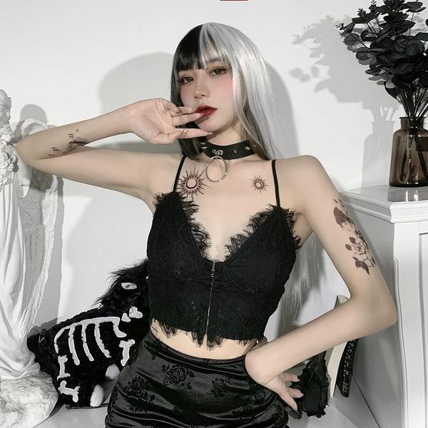 women's tanks & camis dark gothic lace black camisole aesthetic retro v-neck spaghetti straps corset harajuku summer vest, White
women's tanks & camis dark gothic lace black camisole aesthetic retro v-neck spaghetti straps corset harajuku summer vest, White