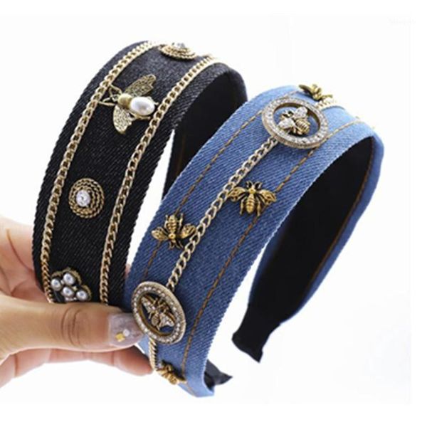 full crystals pearls headband for women handmade retro denim hairband with metal bees decorated lovely head band1
full crystals pearls headband for women handmade retro denim hairband with metal bees decorated lovely head band1