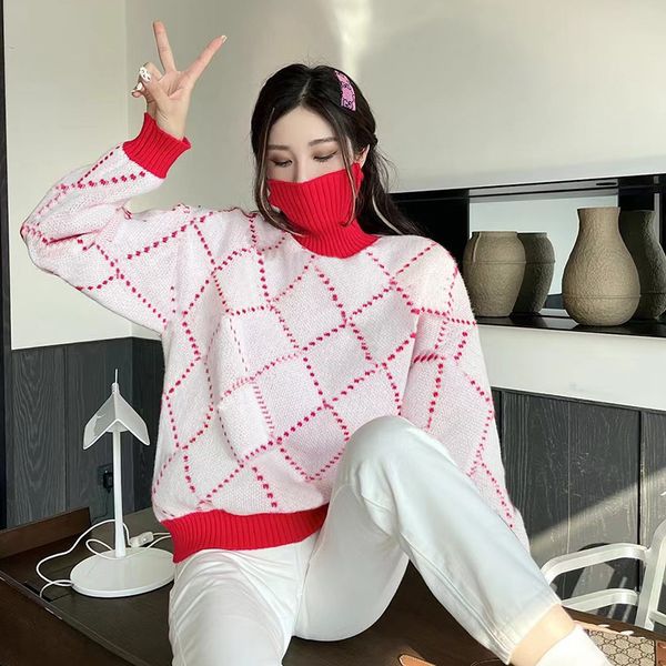 women fashion sweater christmas contrast color women knit pullover turtle neck letter pattern, White;black
women fashion sweater christmas contrast color women knit pullover turtle neck letter pattern, White;black