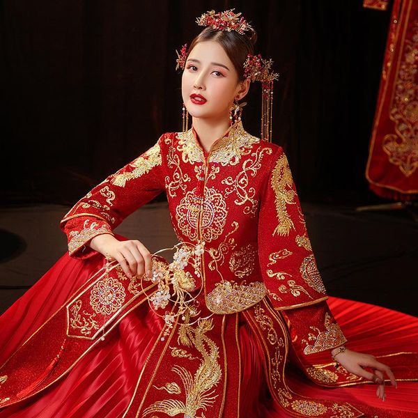 ethnic clothing suzhou embroidery bride wedding dress chinese style marriage set exquisite cheongsam elegant suit toast, Red
ethnic clothing suzhou embroidery bride wedding dress chinese style marriage set exquisite cheongsam elegant suit toast, Red