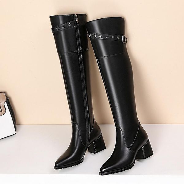 boots est women cow leather knee high punk party shoes woman buckle heels long big size 41 42, Black
boots est women cow leather knee high punk party shoes woman buckle heels long big size 41 42, Black