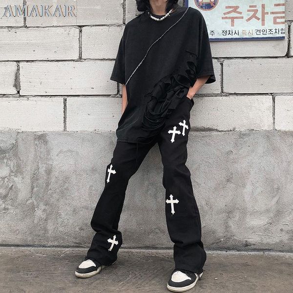 men's pants 2021 hiphop brand printed cross overalls casual loose retro high waist trousers streetwear gothic for men and women, Black
men's pants 2021 hiphop brand printed cross overalls casual loose retro high waist trousers streetwear gothic for men and women, Black