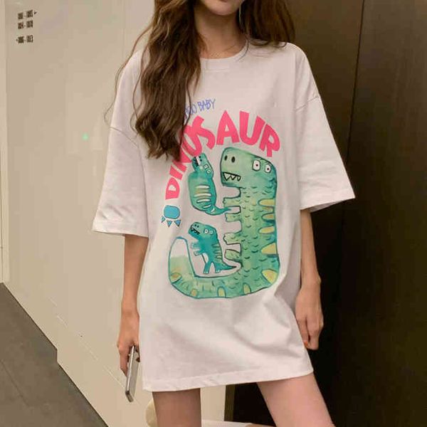 polos ytx085 medium length red loose korean net short female t-shirt, White