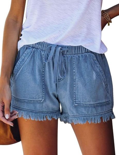 women's shorts casual drawstring elastic waist shorts,, White;black