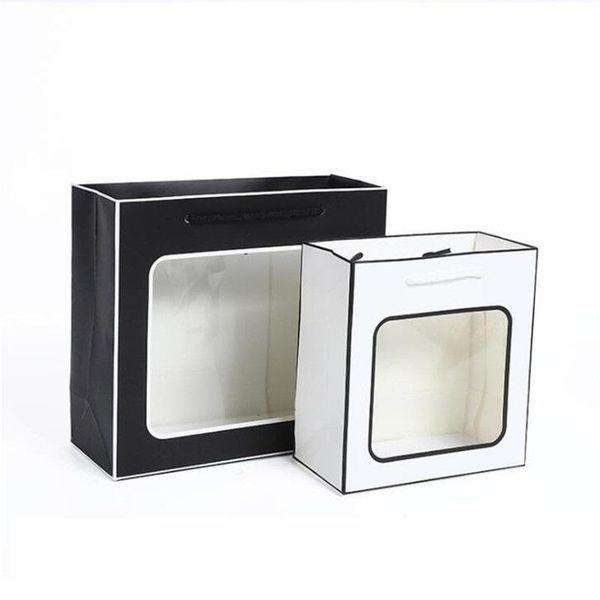 gift wrap 12pcs black paper bag with window white bags handle pink festival shopping
gift wrap 12pcs black paper bag with window white bags handle pink festival shopping
