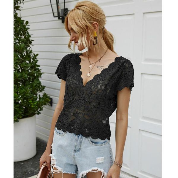 summer fashion v-neck short sleeve lace shirt hook flower hollow slim fit t women women's t-shirt, White
summer fashion v-neck short sleeve lace shirt hook flower hollow slim fit t women women's t-shirt, White