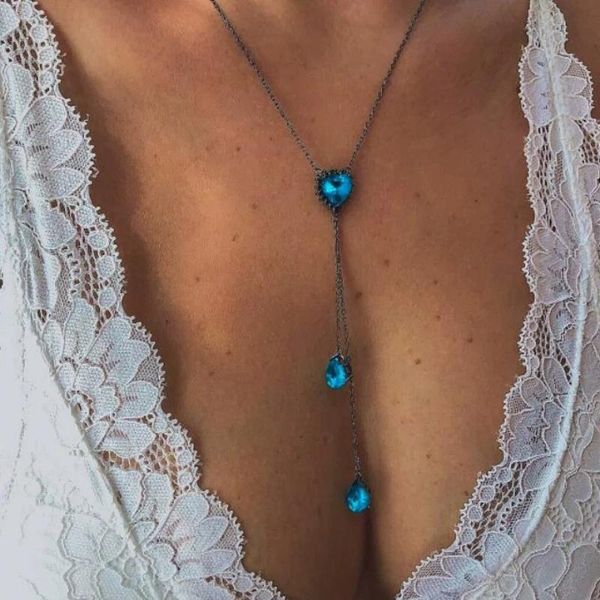 pendant necklaces huangtang trendy blue water drop crystal necklcace for women wedding shiny chains female party jewelry on the neck, Silver
pendant necklaces huangtang trendy blue water drop crystal necklcace for women wedding shiny chains female party jewelry on the neck, Silver