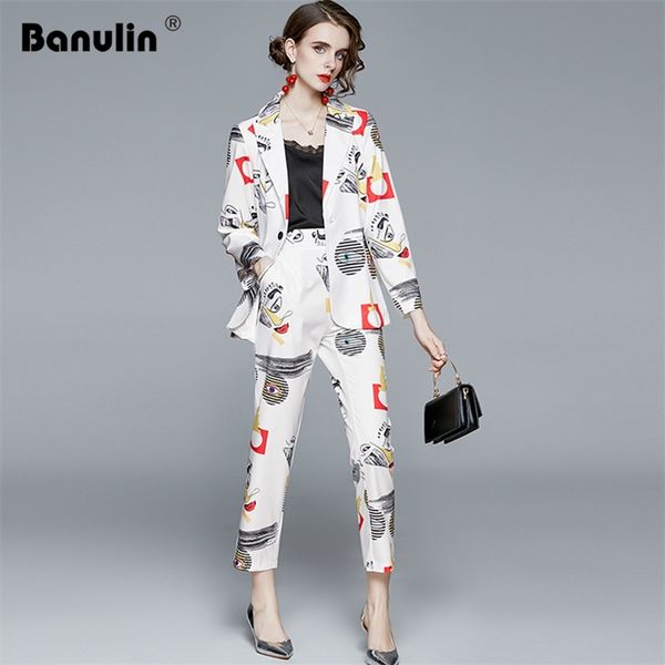 banulin runway designer woman pants suit set women's single button cartoon painting blazers high waist long 210603, White
banulin runway designer woman pants suit set women's single button cartoon painting blazers high waist long 210603, White