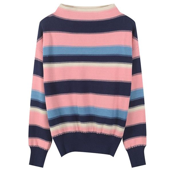 women sweater loose striped knitted pullovers contrast color long sleeve multi-color jumper oversized knitwear autumn winter women's sw, White;black
women sweater loose striped knitted pullovers contrast color long sleeve multi-color jumper oversized knitwear autumn winter women's sw, White;black
