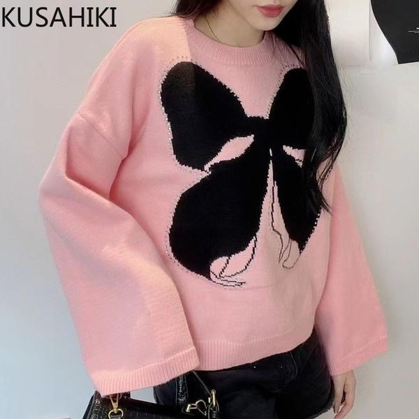 women's sweaters kusahiki sweet diamonds bowknot pullover knitwear causal long sleeve o-neck knitted 2021 korea women jumpers 6x394, White;black
women's sweaters kusahiki sweet diamonds bowknot pullover knitwear causal long sleeve o-neck knitted 2021 korea women jumpers 6x394, White;black