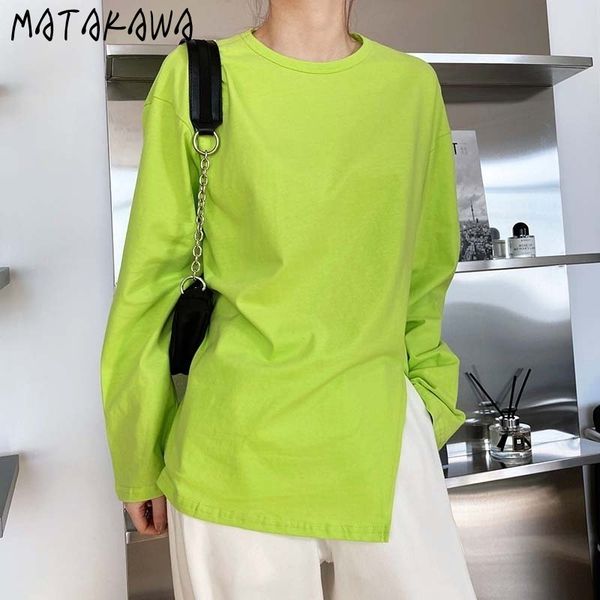 matakawa korean spring solid color split t-shirt women loose round neck woman tshirts brushed long sleeve bottoming t shirts 210513, White
matakawa korean spring solid color split t-shirt women loose round neck woman tshirts brushed long sleeve bottoming t shirts 210513, White