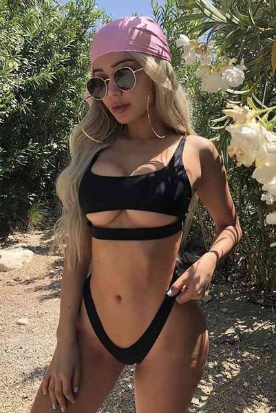 bikini woman 2 piece swimsuit solid swimwear bikini set female swimwear high waist push up hollow biquini t3g, White;black
bikini woman 2 piece swimsuit solid swimwear bikini set female swimwear high waist push up hollow biquini t3g, White;black