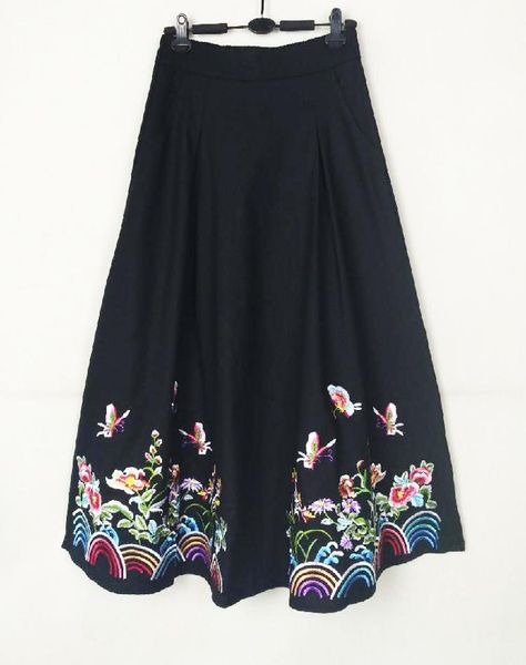skirts fashion cotton linen chinese style national trend embroidery casual empire black blue mid-calf female bhu0904
skirts fashion cotton linen chinese style national trend embroidery casual empire black blue mid-calf female bhu0904