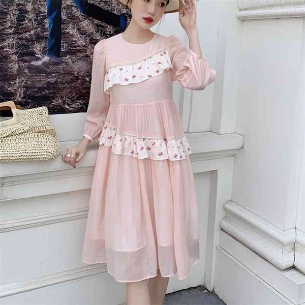 sweet pink patchwork loose casual dress women spring fashion o-neck long sleeve ruffles chic party fairy vestidos 210514, Black;gray
sweet pink patchwork loose casual dress women spring fashion o-neck long sleeve ruffles chic party fairy vestidos 210514, Black;gray