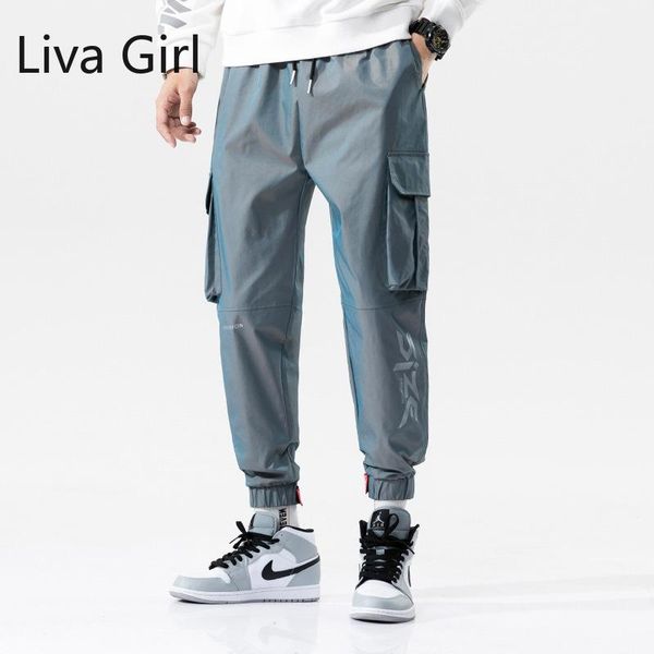 men's reflective pants casual sports overalls colorful gradient loose pant harem joggers street pantalones men cargo, Black
men's reflective pants casual sports overalls colorful gradient loose pant harem joggers street pantalones men cargo, Black