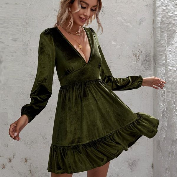 casual dresses hirigin spring women deep v-neck ruffles mini dress 2021 fashion home street retro party long sleeve slim vestido, Black;gray
casual dresses hirigin spring women deep v-neck ruffles mini dress 2021 fashion home street retro party long sleeve slim vestido, Black;gray