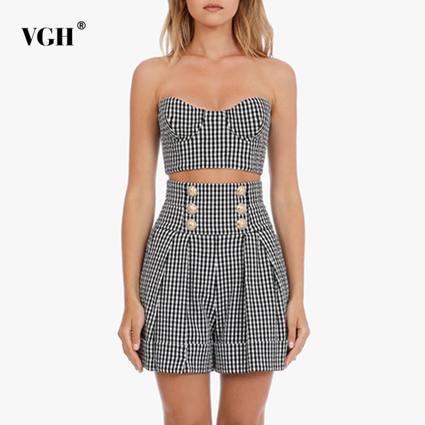vgh plaid two piece set for women strapless short vests high waist patchwork zipper loose shorts casual sets female fashion 210421, White
vgh plaid two piece set for women strapless short vests high waist patchwork zipper loose shorts casual sets female fashion 210421, White
