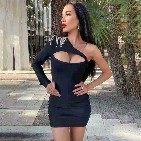 summer style women's tassel mini irregular single-sleeved bandage dress celebrity party 210525, Black;gray
summer style women's tassel mini irregular single-sleeved bandage dress celebrity party 210525, Black;gray